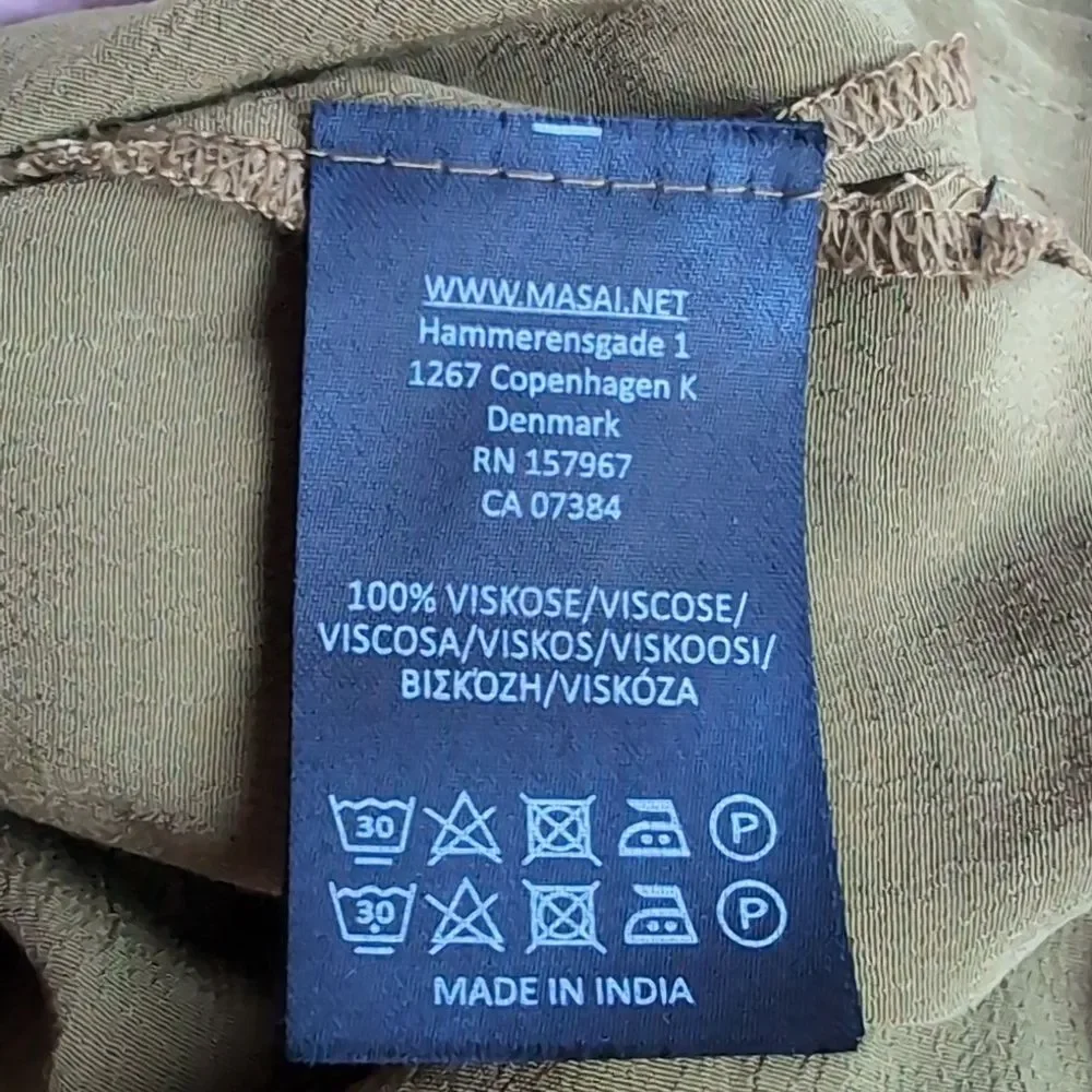 Masai Copenhagen Olive Green 💚 Shirt Dress Button Down M W Slits - Picture 5 of 10